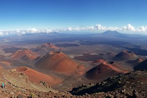 Aerial view of Haleakala crater at sunrise