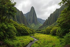 Aerial view of Iao Valley in Maui