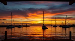 Aerial view of sunset over Lahaina in Maui